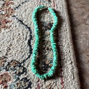 VTG 70s Chic Green Square Shell Beaded Necklace 8” Ling